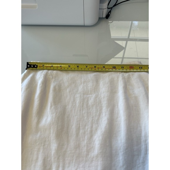 Liz Claiborne Skirt Women Size 4P VTG Y2K Linen White Embroidered Fringe - Picture 8 of 8
